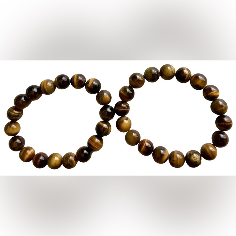 New! Pair Set 2 Large Tiger Eye Bracelets 8.3+ mm - Picture 5 of 5